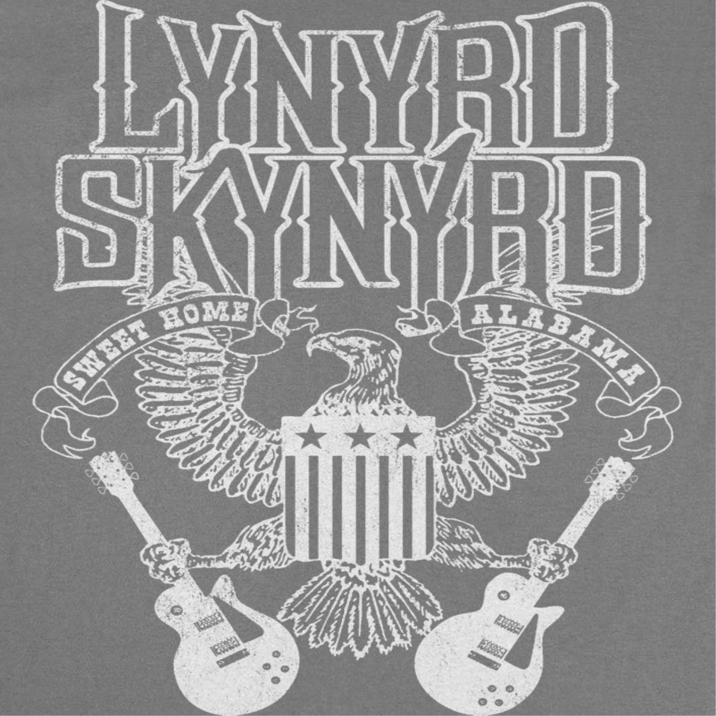 Lynyrd Skynyrd White Letters Charcoal T-Shirt