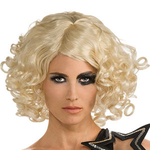 Lady Gaga Curly Blonde Wig Costume Accessory Front