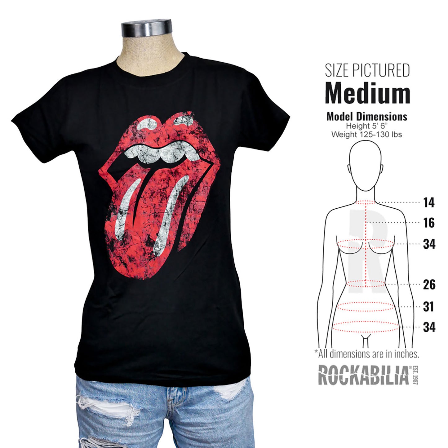 Rolling Stones Distressed Tongue Logo Juniors Tee Junior Top Alt 3
