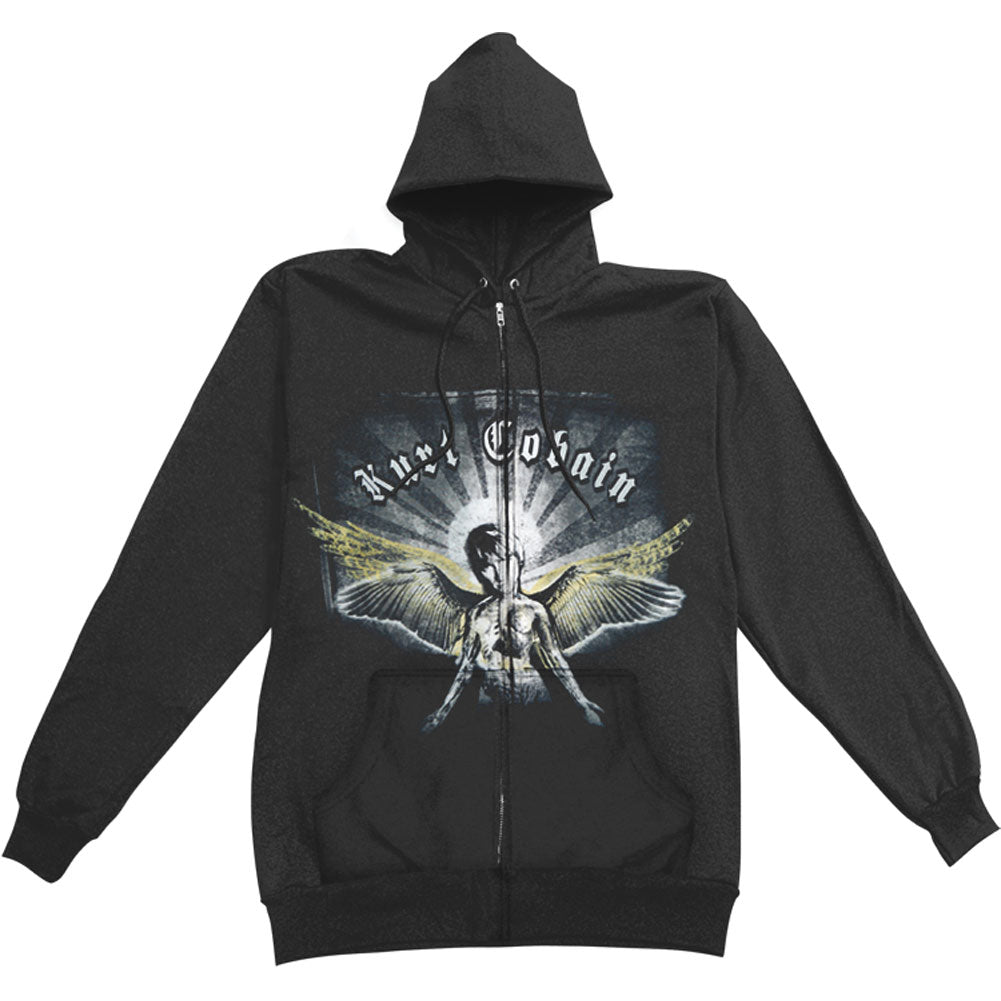 Nirvana Kurt Cobain Angel Zippered Hooded Sweatshirt Front