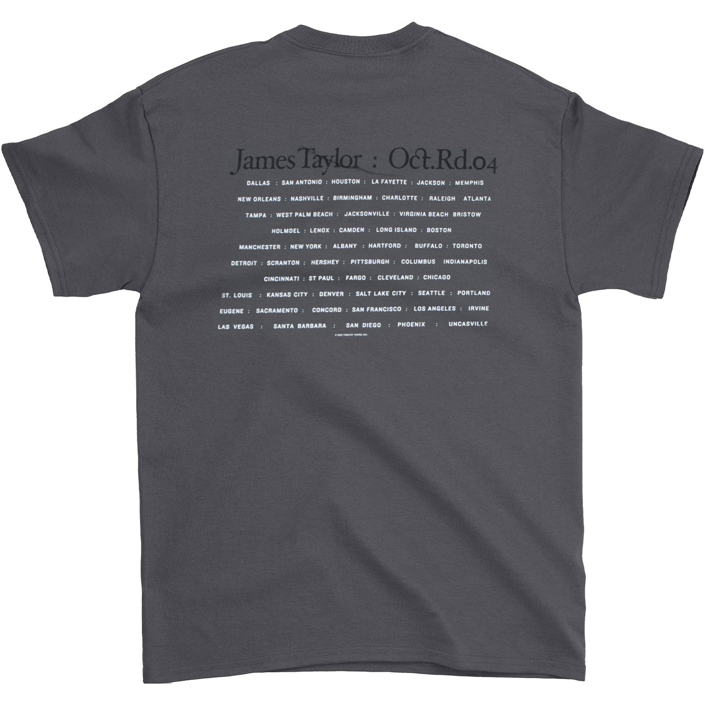 James Taylor Three Pictures 2004 Tour T-shirt Back