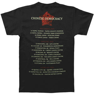 Guns N Roses Fatigue 2009/2010 Tour T-shirt Back