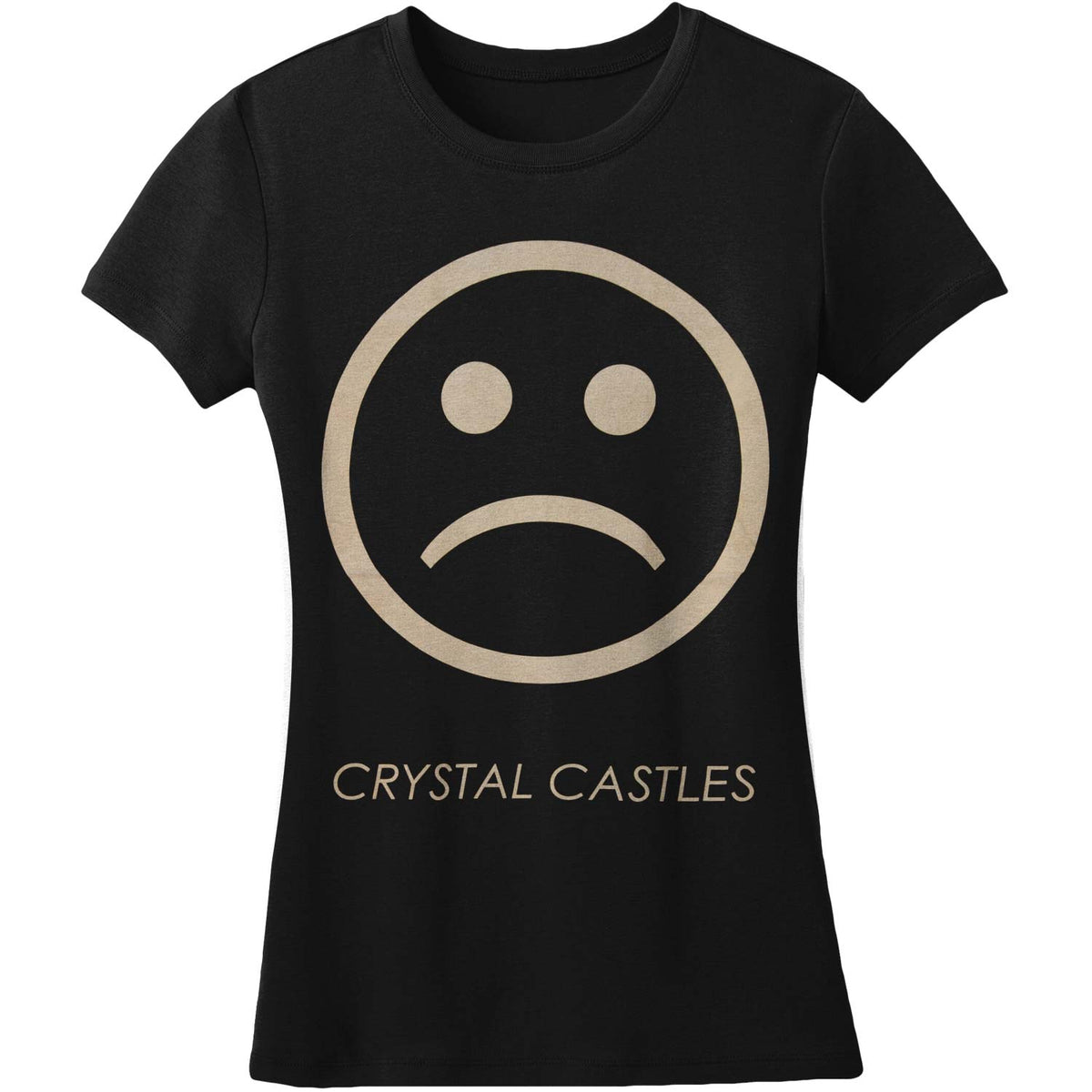 Crystal Castles Girl's Sad Face on Black Junior Top Front