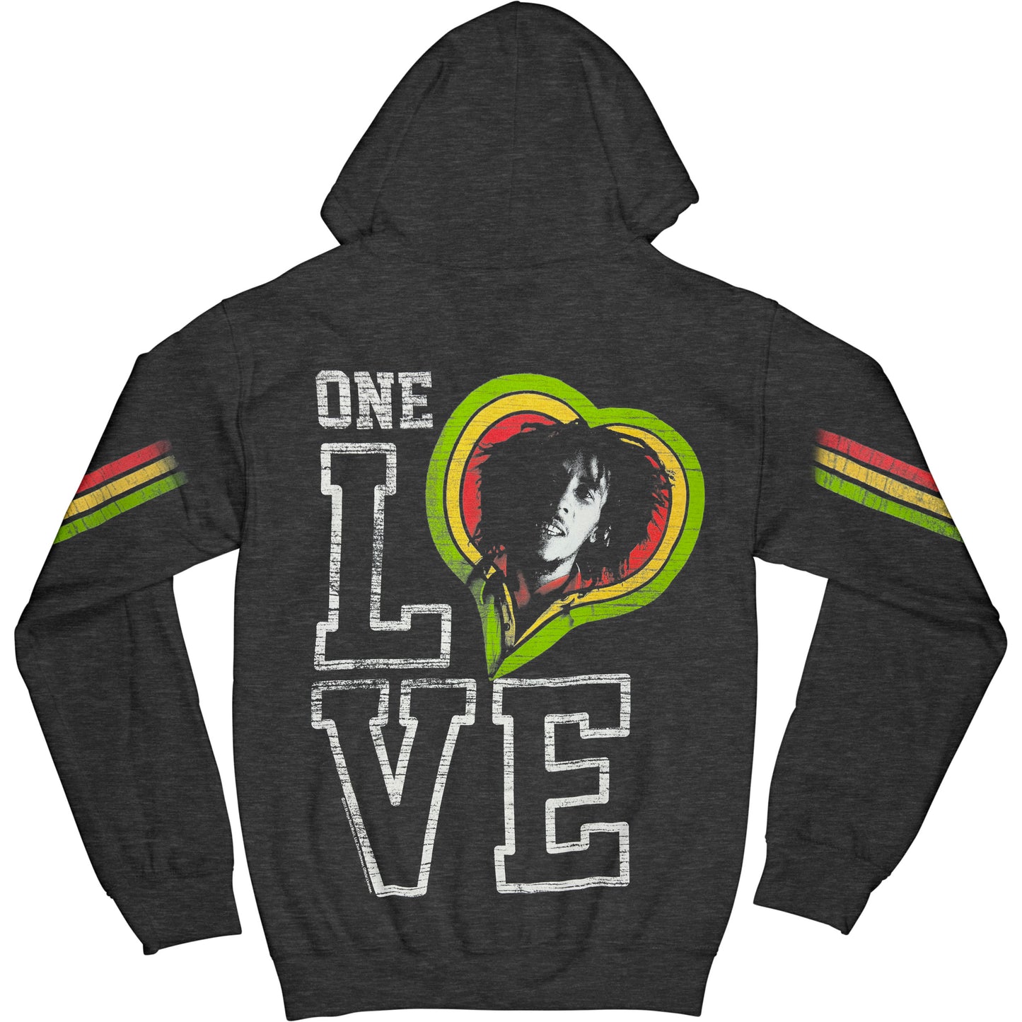 Bob Marley Catch A Fire One Love Smile Women's Zip Girls Jr Hooded Sweatshirt Back