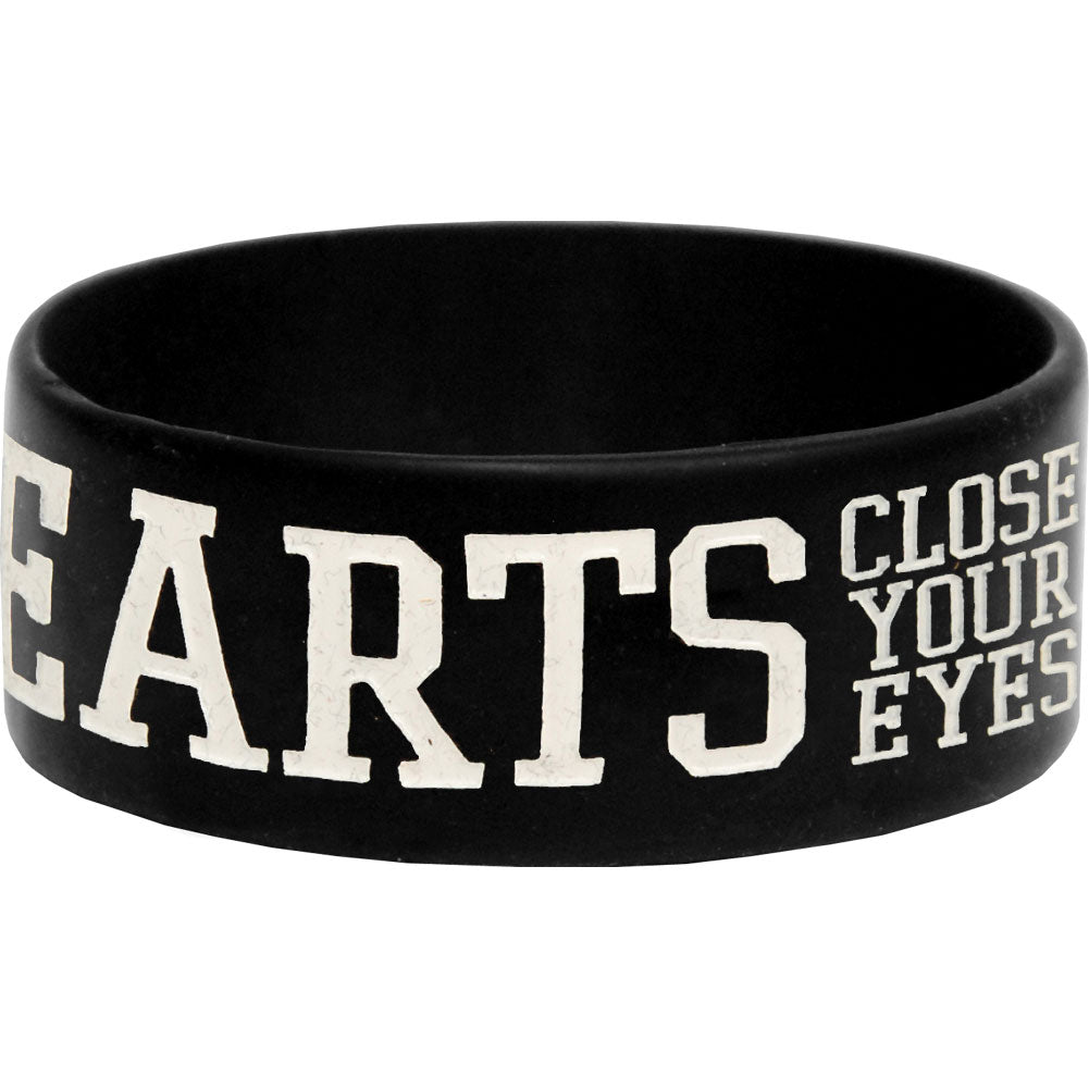 Close Your Eyes Heavy Hearts Rubber Bracelet Back