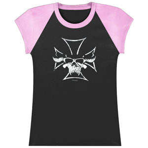 Danzig Foil Cross Cap Sleeve Junior Top Front