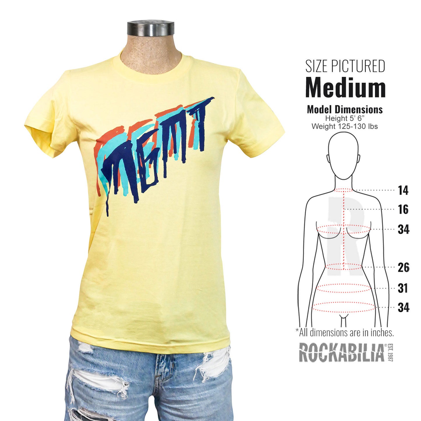 MGMT Girl's Tri-Color Scratch on Yellow Junior Top Alt 3