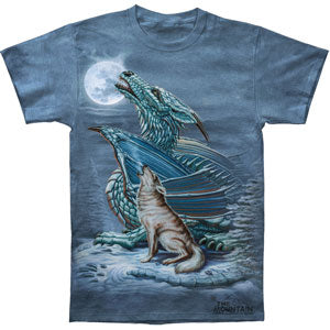 Fantasy Dragon Wolf Moon T-shirt