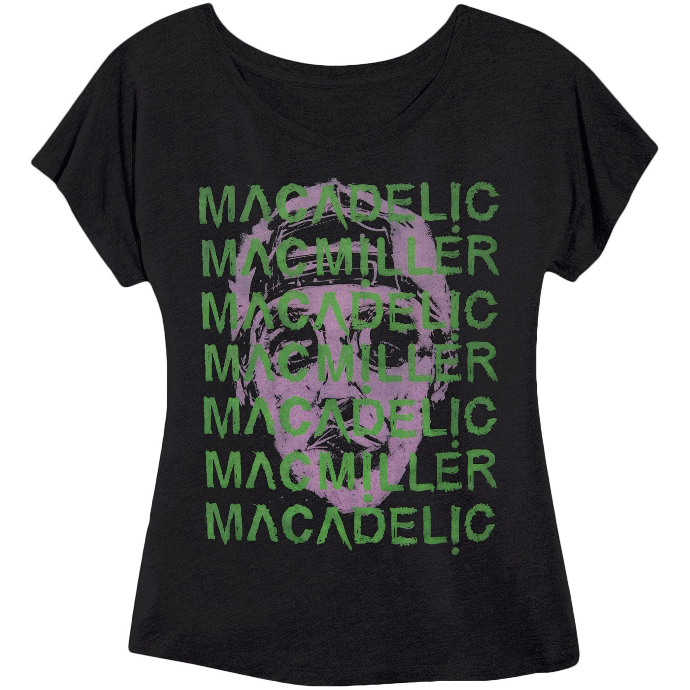 Mac Miller Face Repeat Logo Dolman T Junior Top Front
