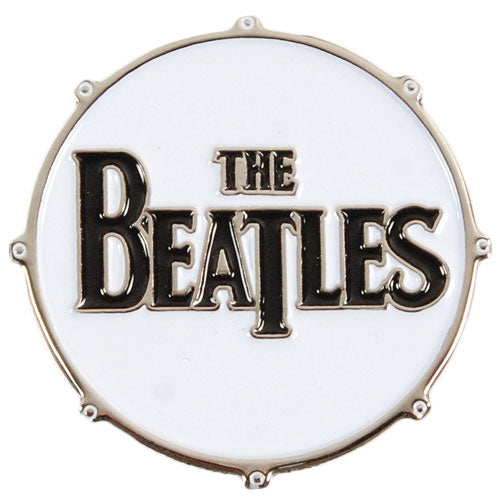 Beatles Drop-T Logo Drum Pewter Pin Badge Front