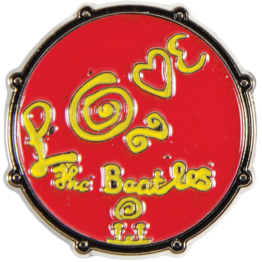 Beatles Love Drum Pewter Pin Badge Front