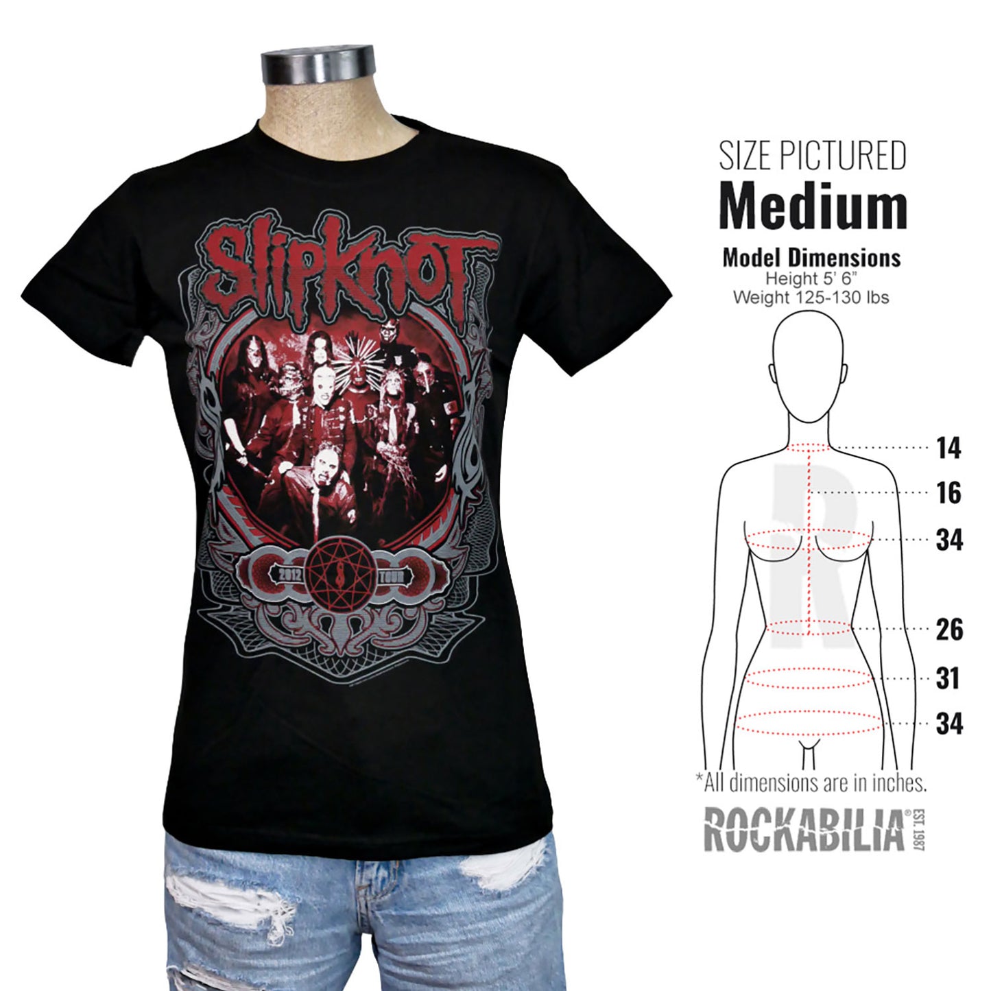 Slipknot 2012 Tour 30/1 Junior Baby Doll Junior Top Alt 3