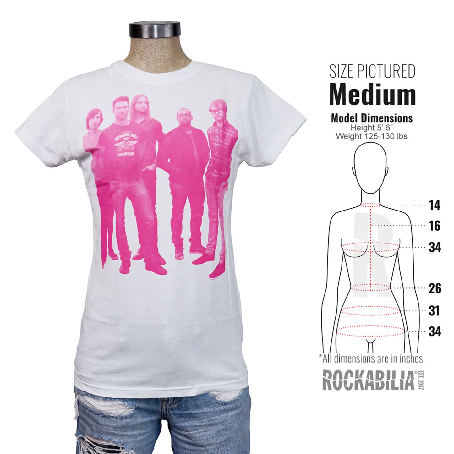 Maroon 5 Pink Halftone Photo Juniors Tissue T Tissue Junior Top Alt 3