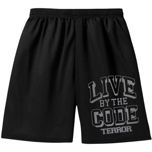 Terror Live By The Code Gym Shorts Front