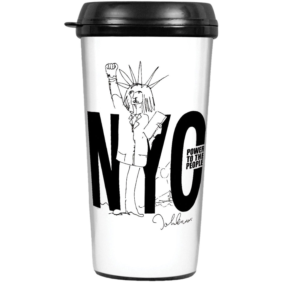 Beatles NYC/Power To The People Travel Mug Front