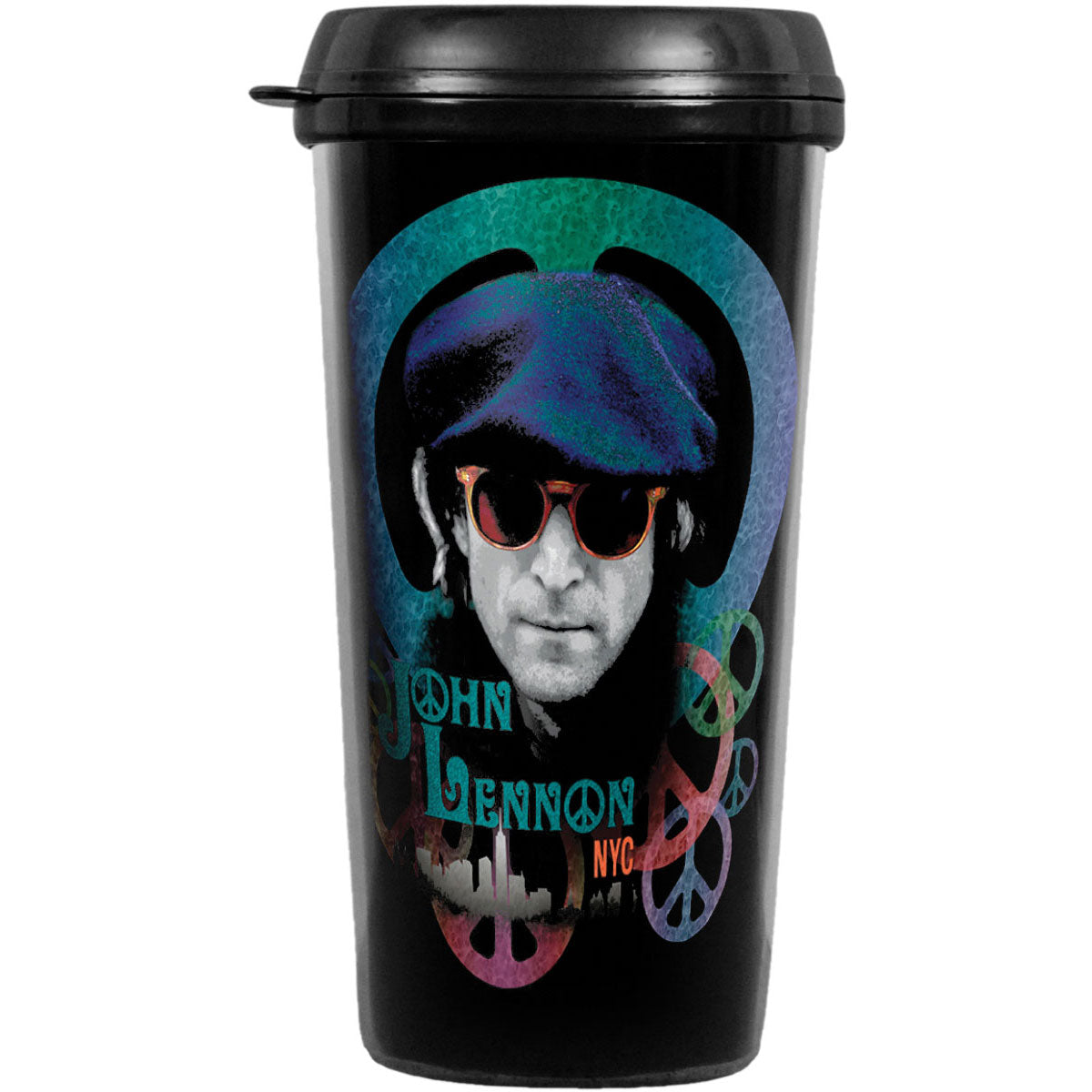 Beatles John Lennon Face Travel Mug Front