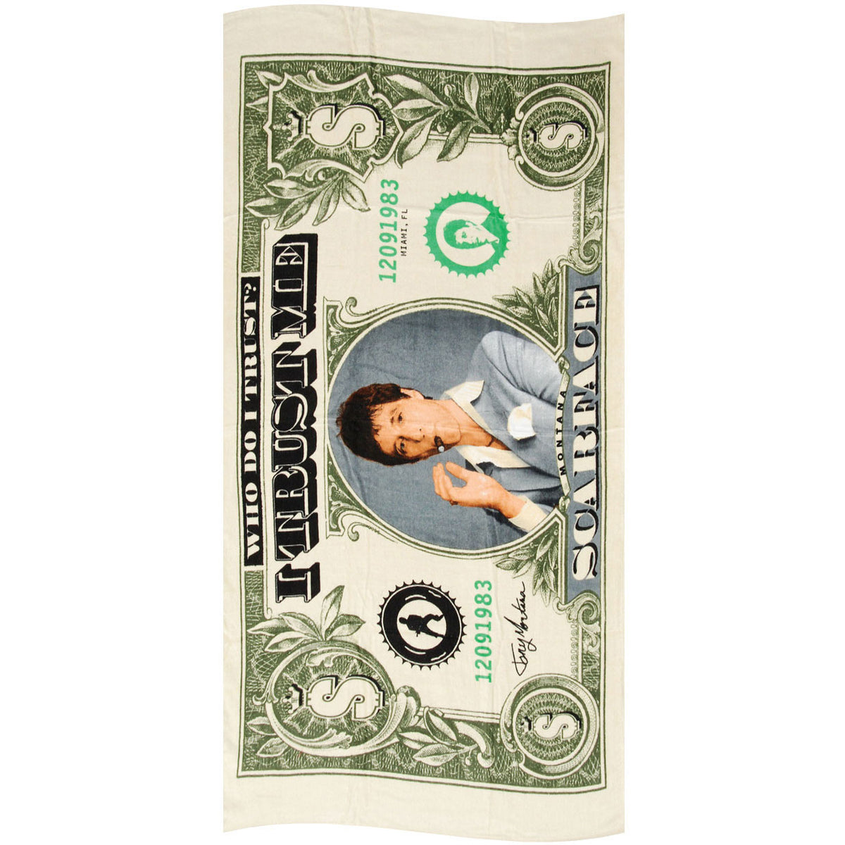 Scarface I Trust Me Dollar Bill Towel Front
