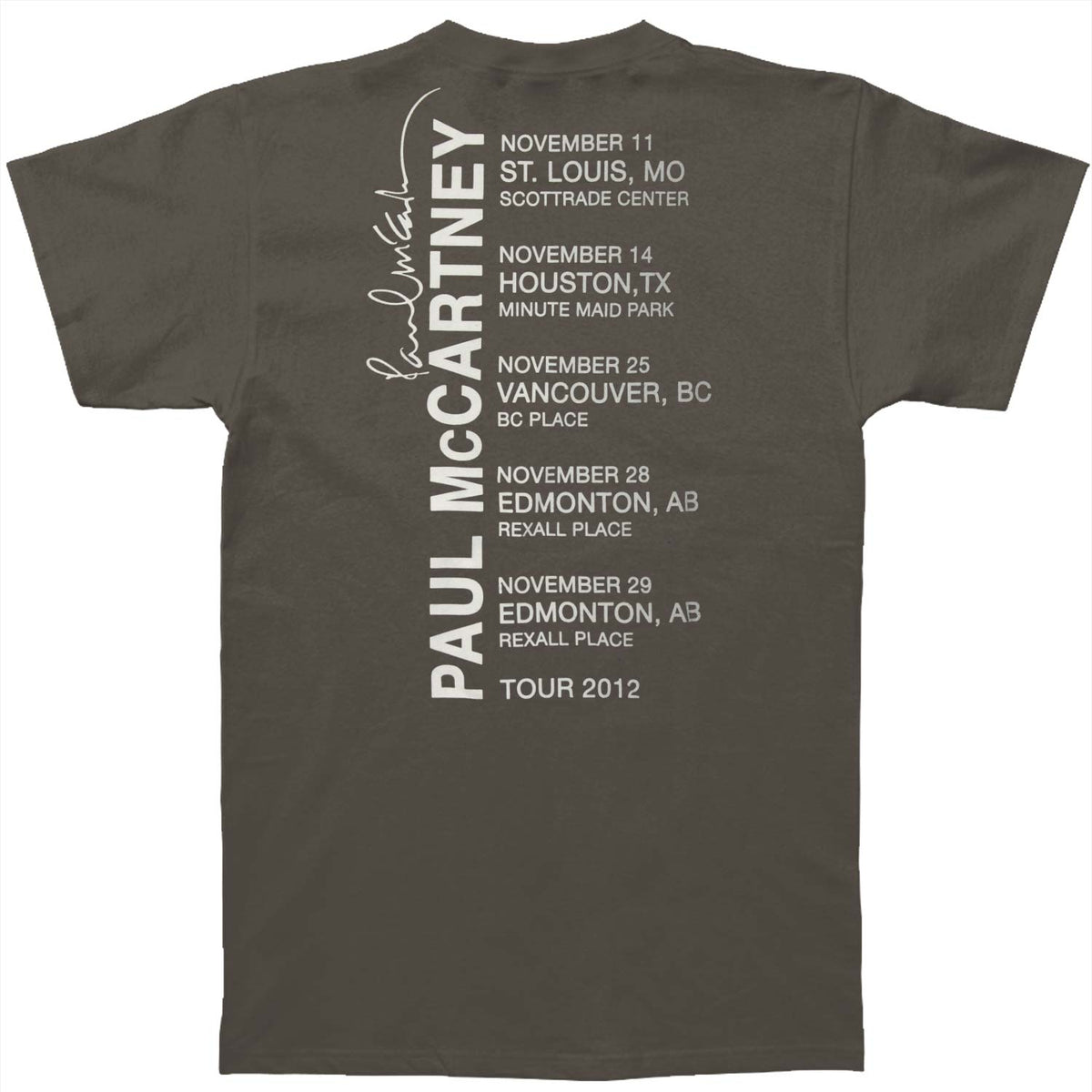 Paul Mccartney McCartney In Motion 2012 North America Tour Slim Fit T-shirt Back