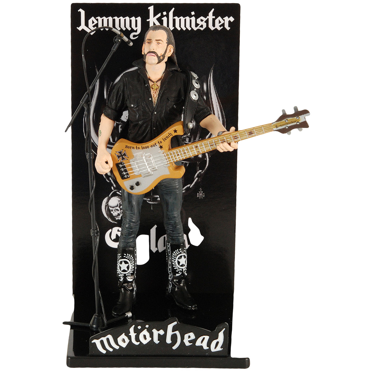 Motorhead Lemmy Kilmister Deluxe Rickenbacker Guitar Cross Action Figure Front