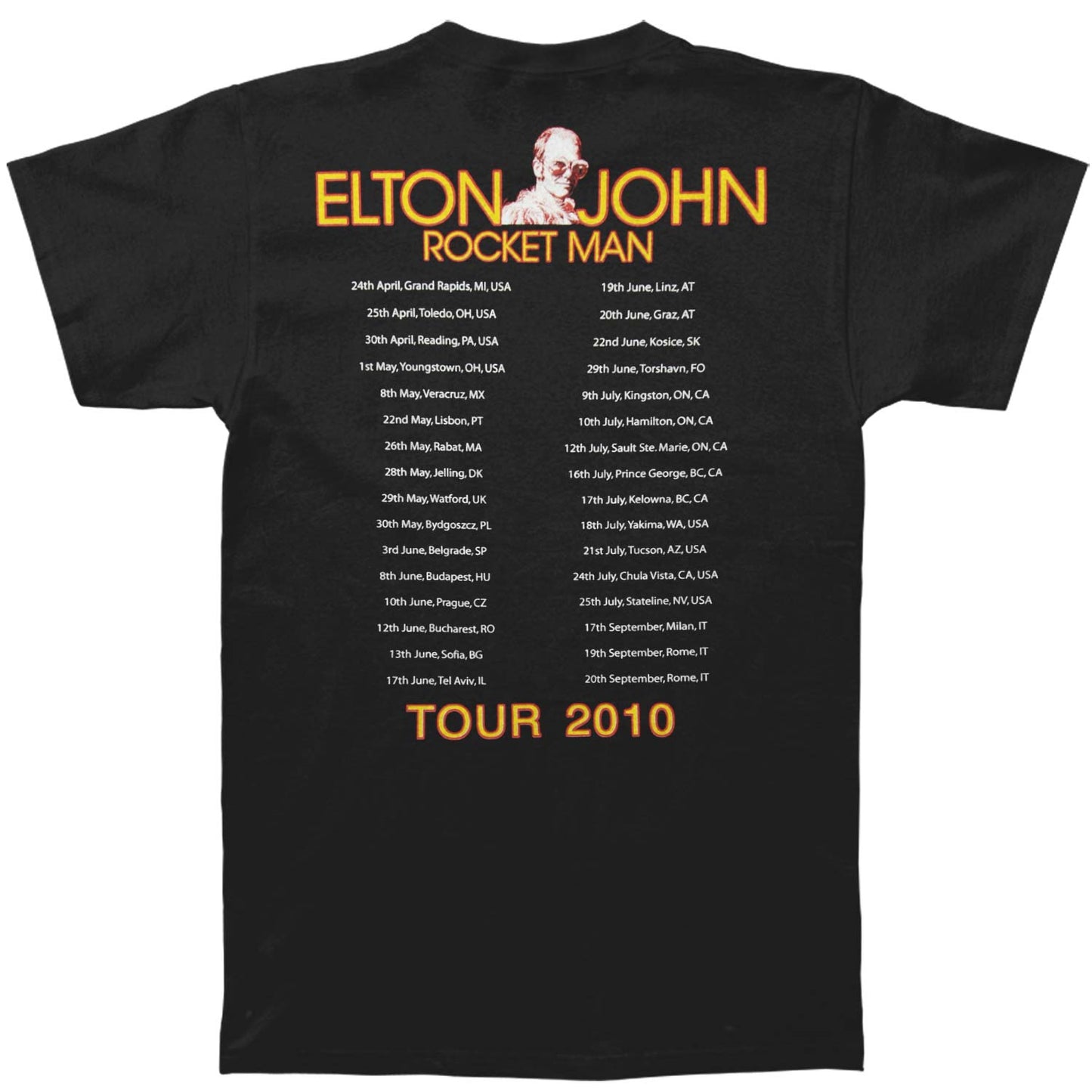 Elton John Rocketman 2010 Tour T-shirt