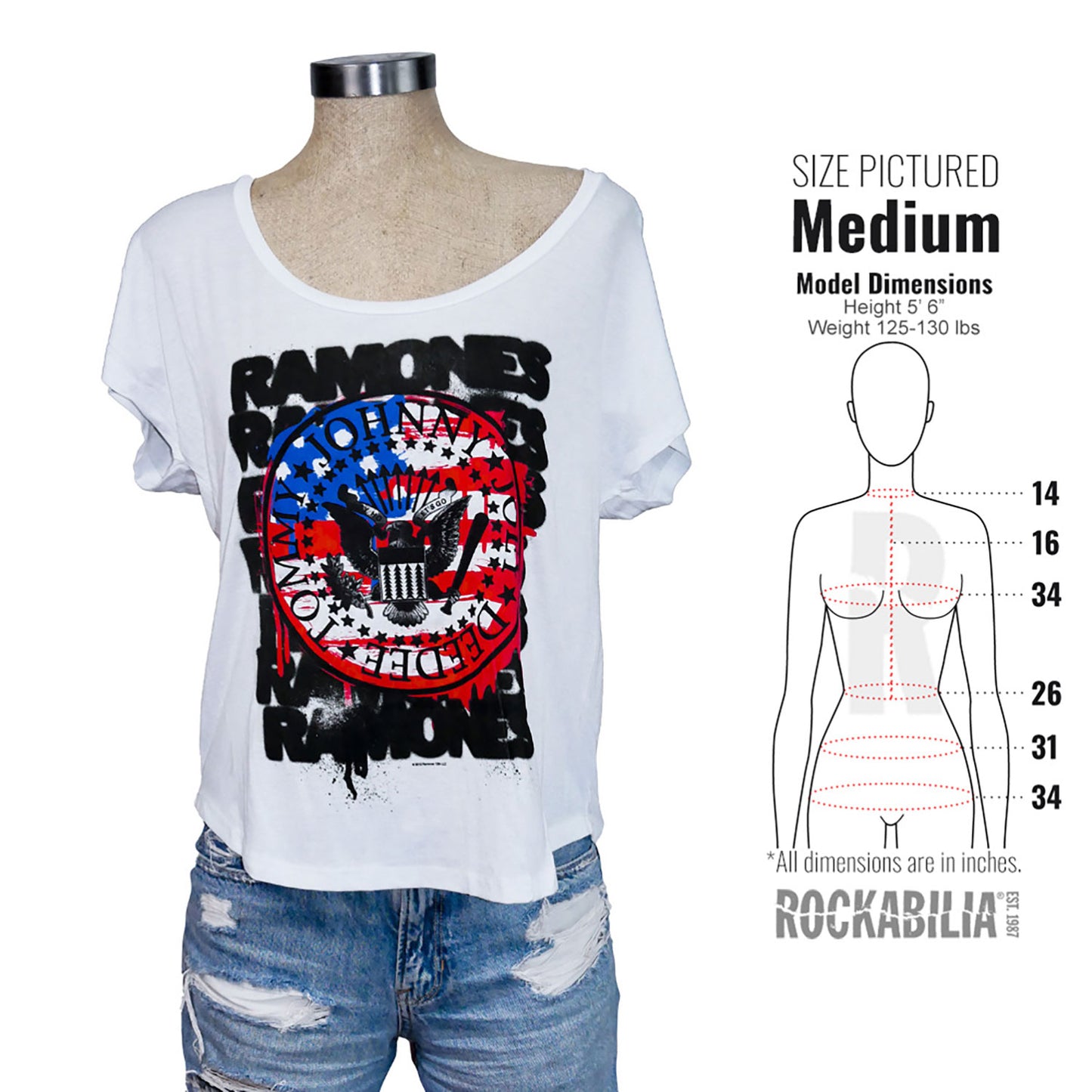 US Flag Thin Scooped Neck Tissue Tee Soft Junior Top