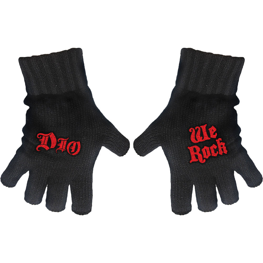 Dio Logo & We Rock Knit Gloves Front