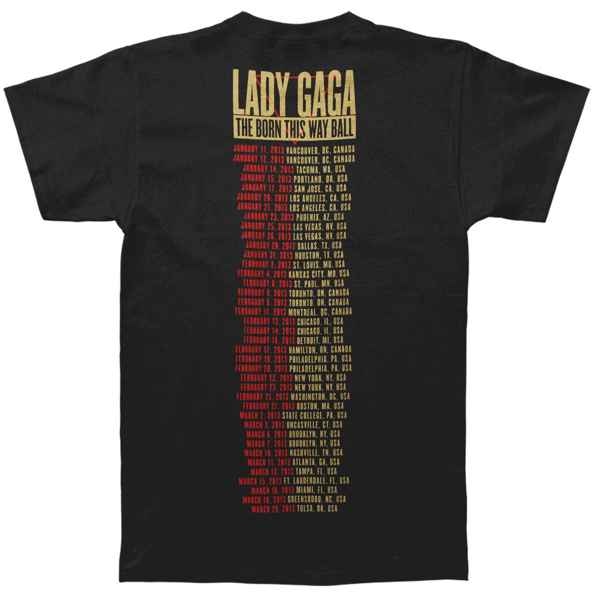 Lady Gaga Free As My Hair 2013 Tour (Only 1 Available) Slim Fit T-shirt Back