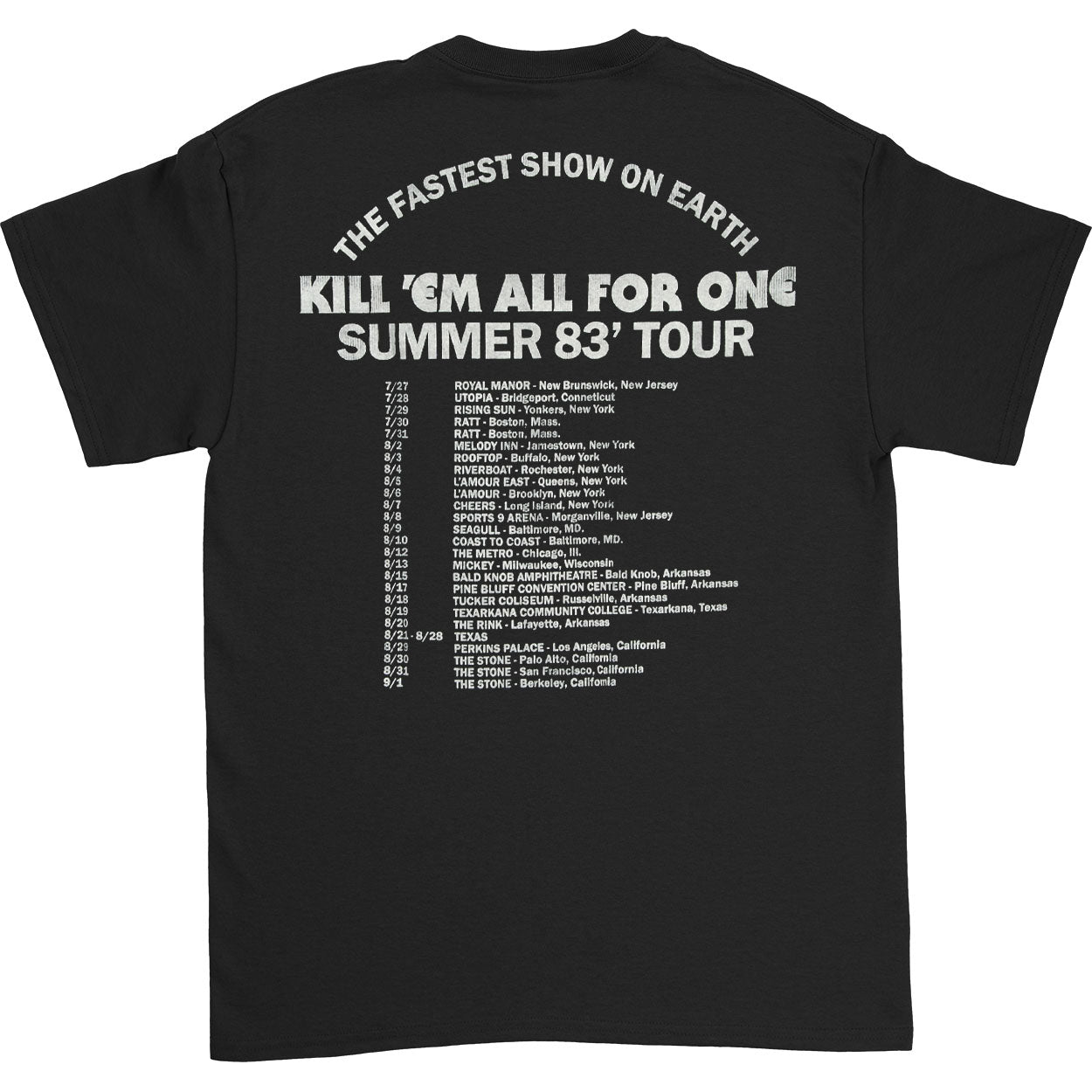 Metallica Kill 'Em All Tour T-shirt Back