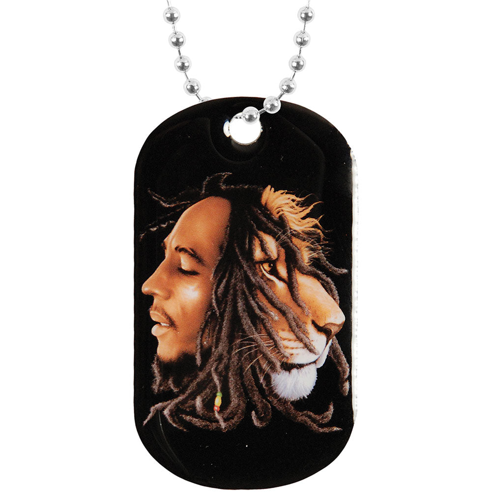 Bob Marley Lion Profiles Dog Tag Necklace Front