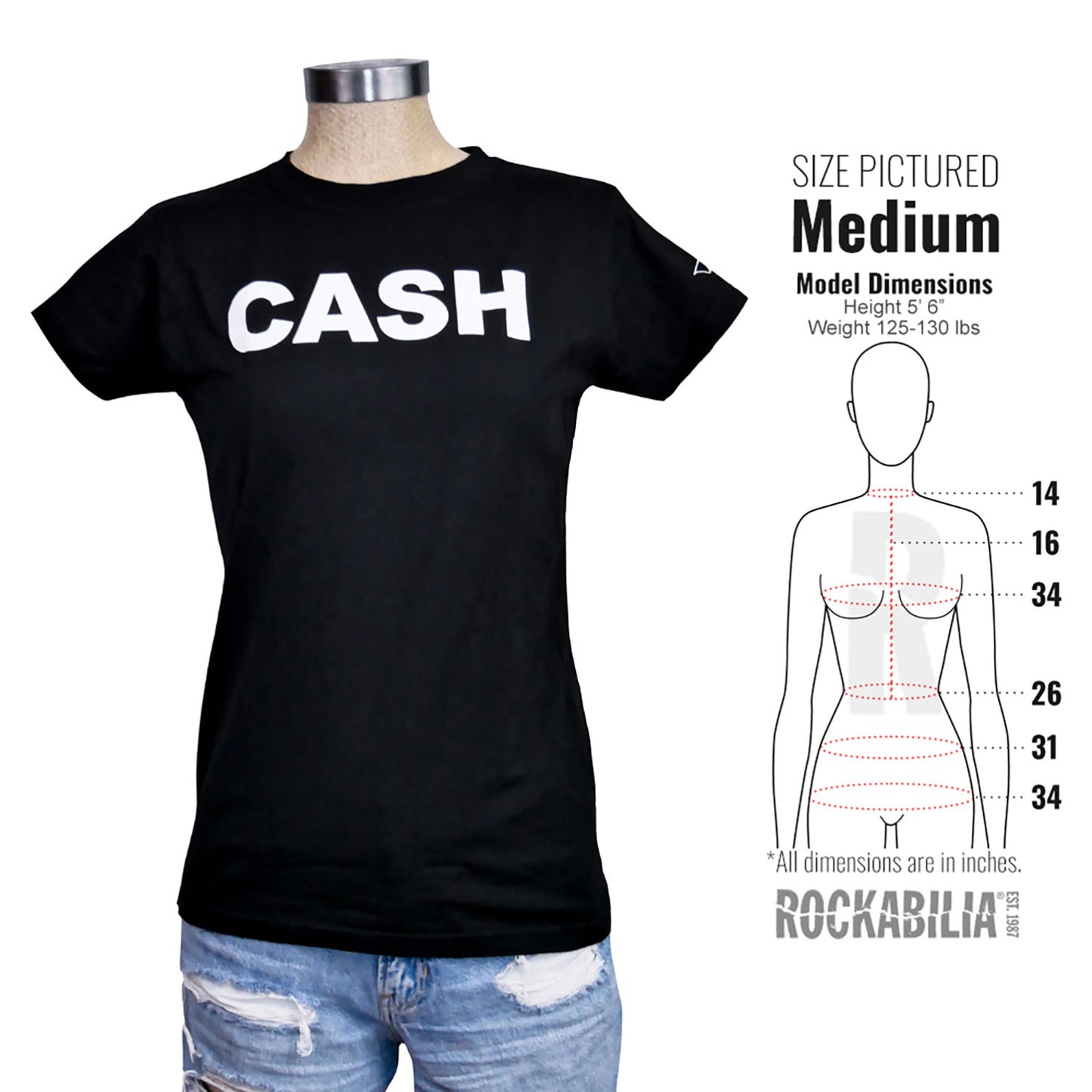 Johnny Cash CASH Signature Women's Tee Junior Top Alt 3