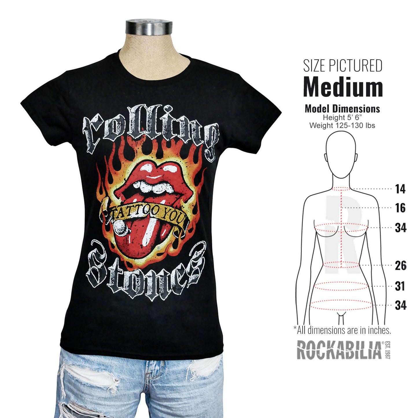 Rolling Stones Flaming Tattoo Junior Top Alt 3