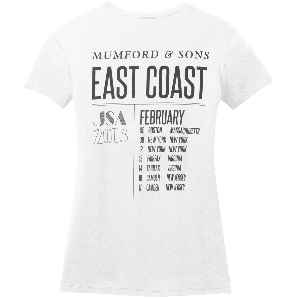 Mumford & Sons East Coast 2013 Tour Soft Junior Top Back