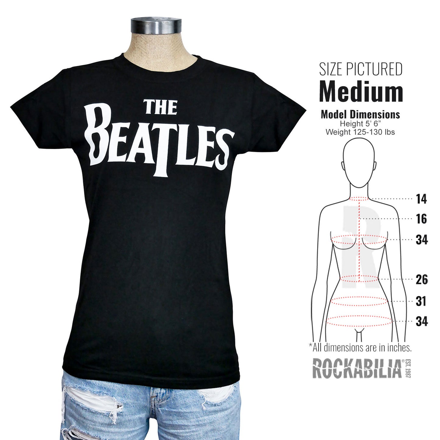Beatles Logo Universal (Women's) Junior Top Alt 3