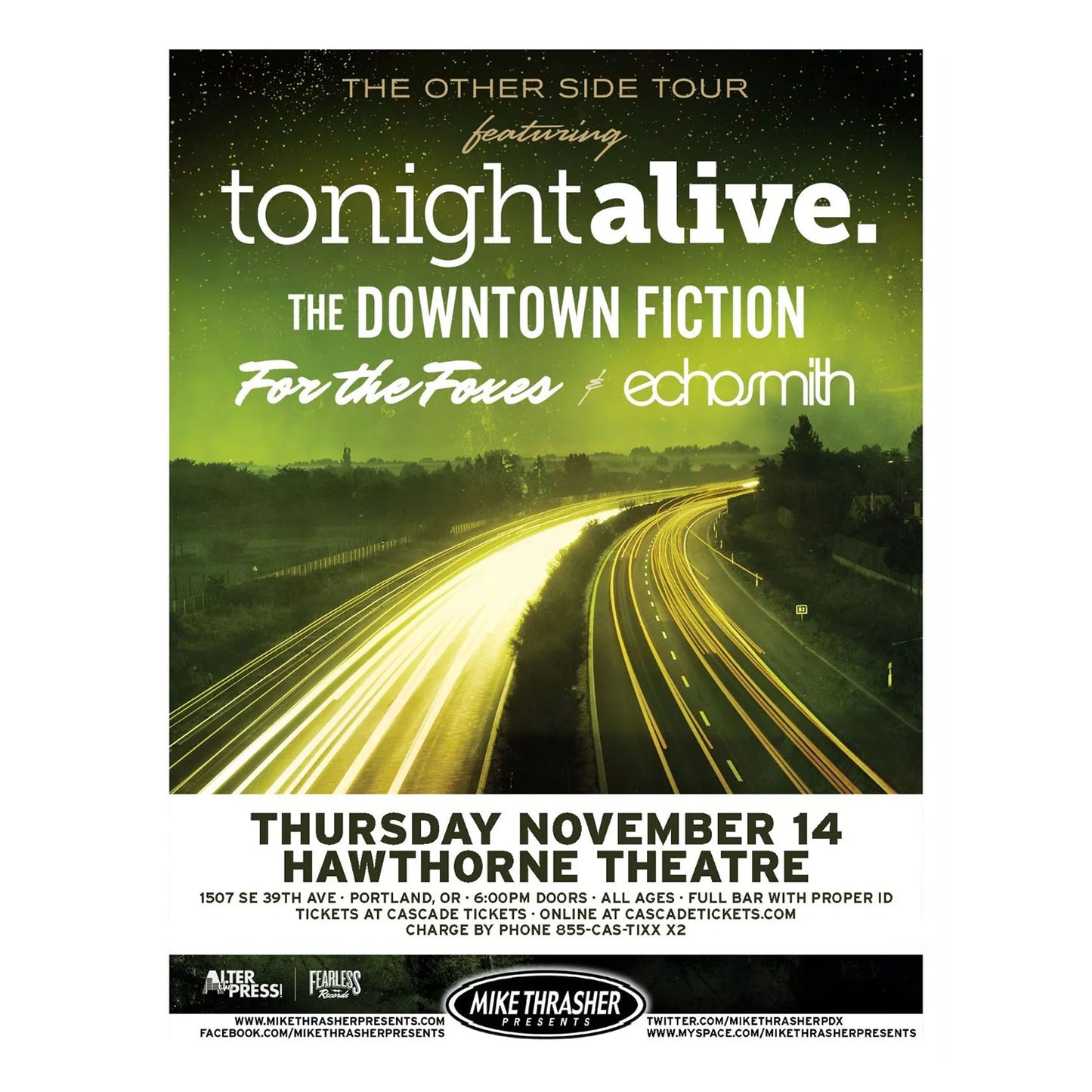 Tonight Alive The Other Side Tour Concert Flyer Poster Concert Promo Poster Front