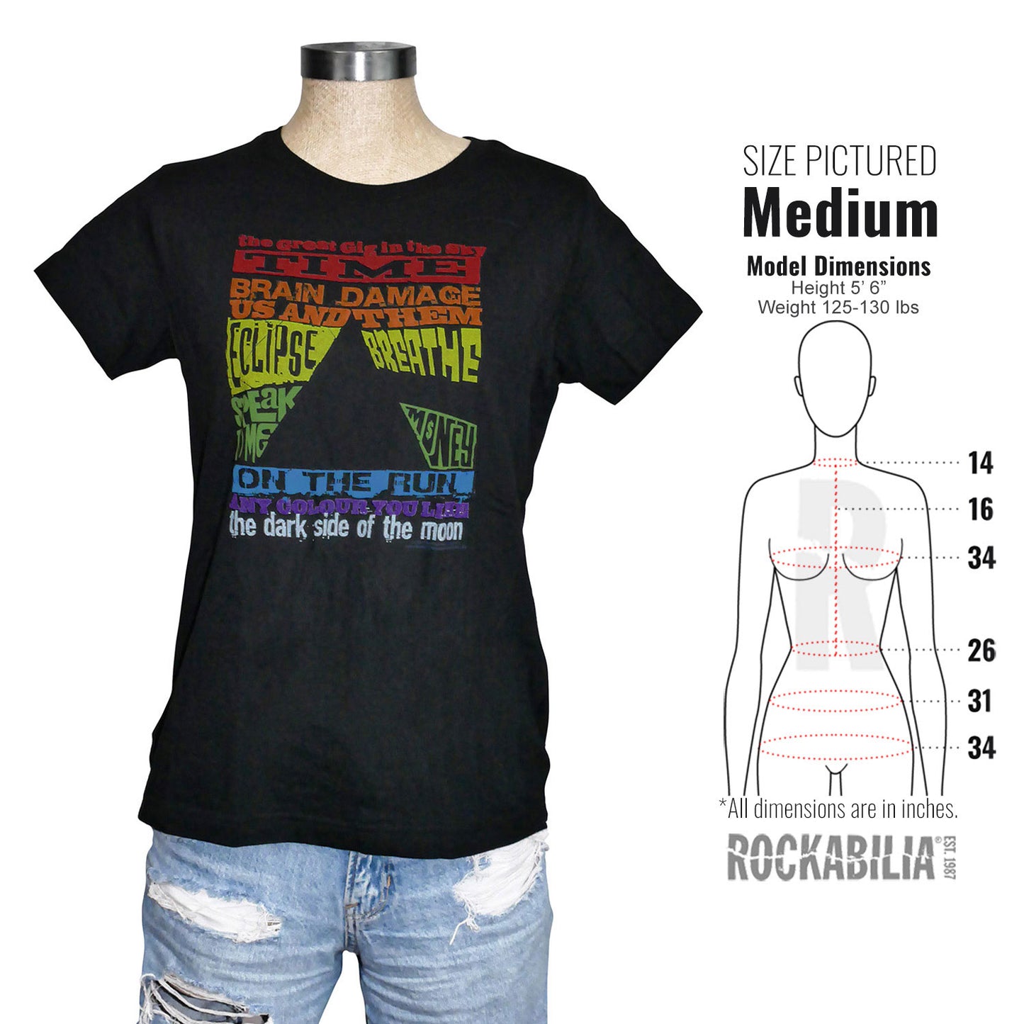 Pink Floyd Dark Side Tracks Womens Womens Long Length Womens T-shirt Alt 3