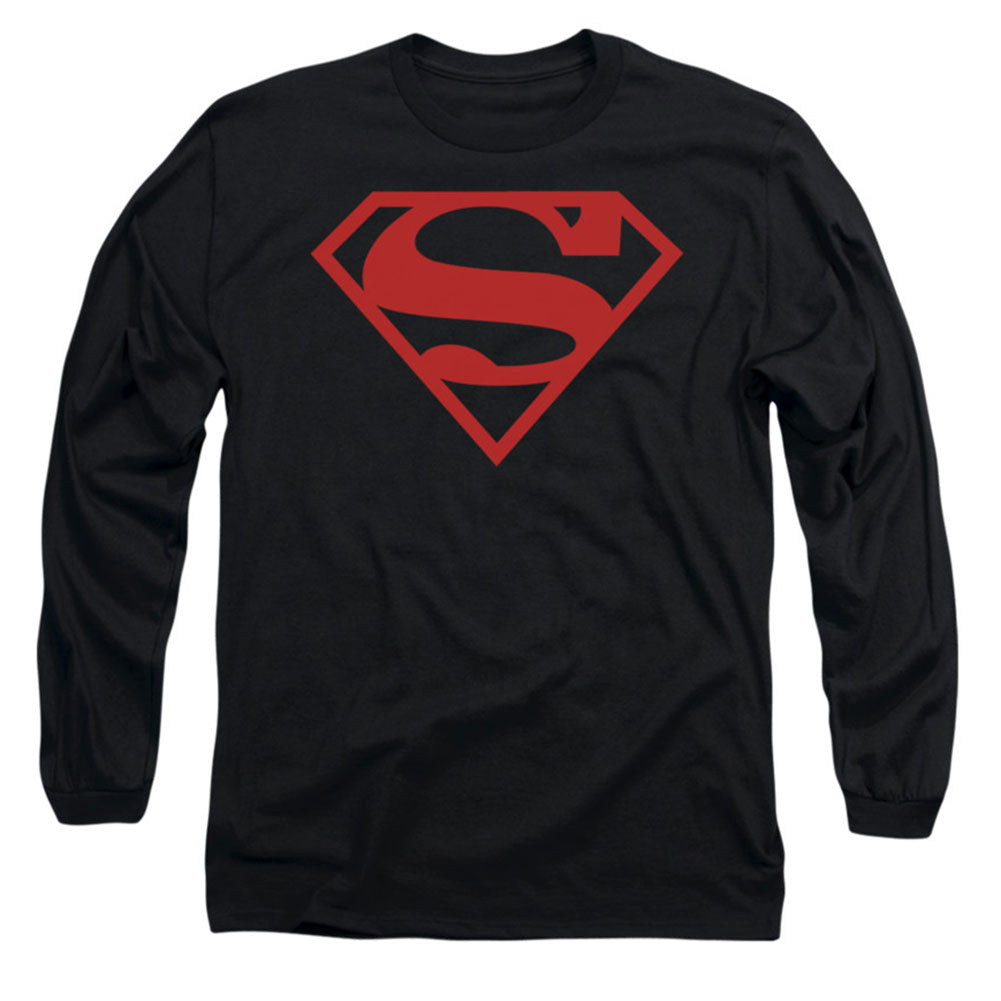 Superman Red On Black Shield Long Sleeve