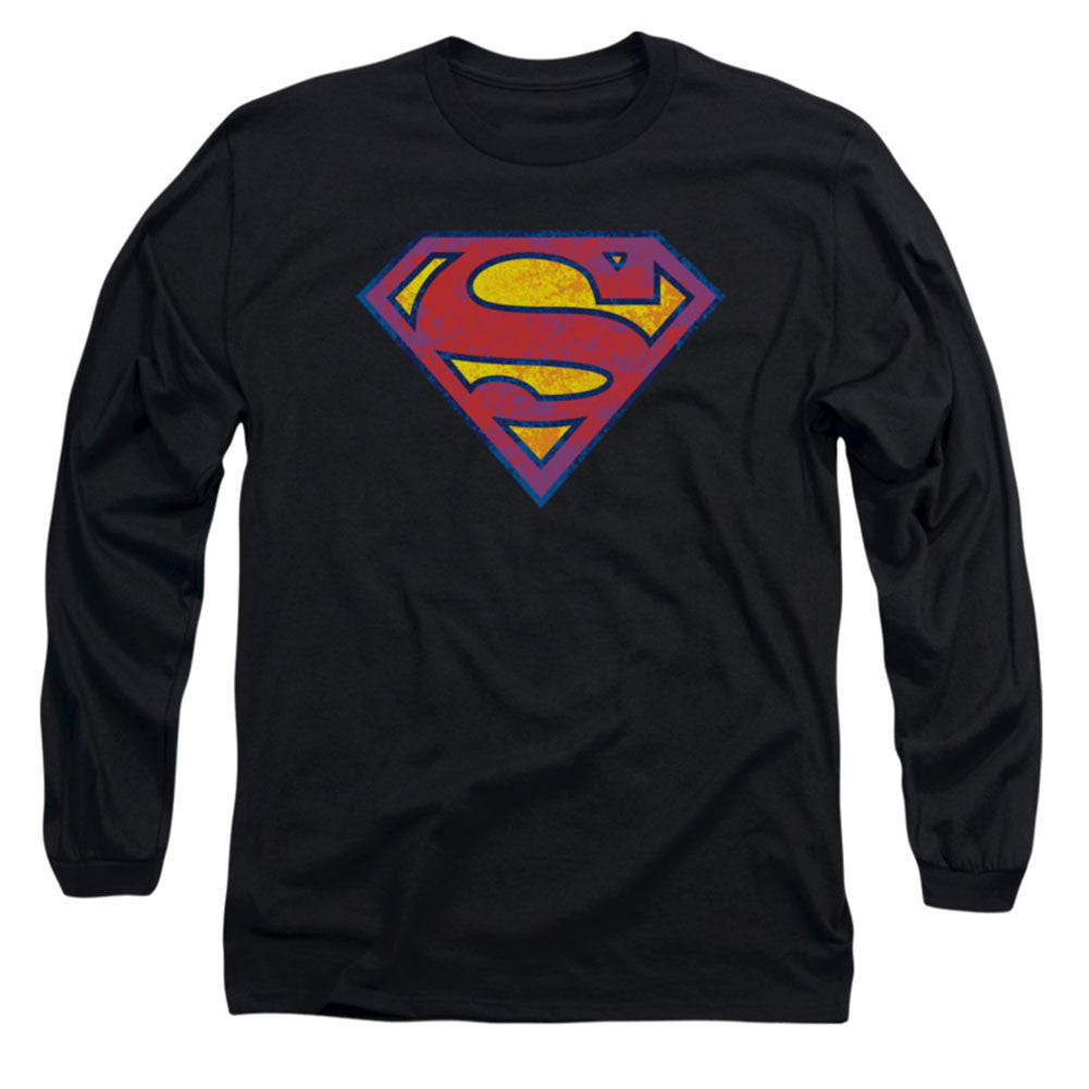 Superman Sm Neon Distress Logo Long Sleeve Front