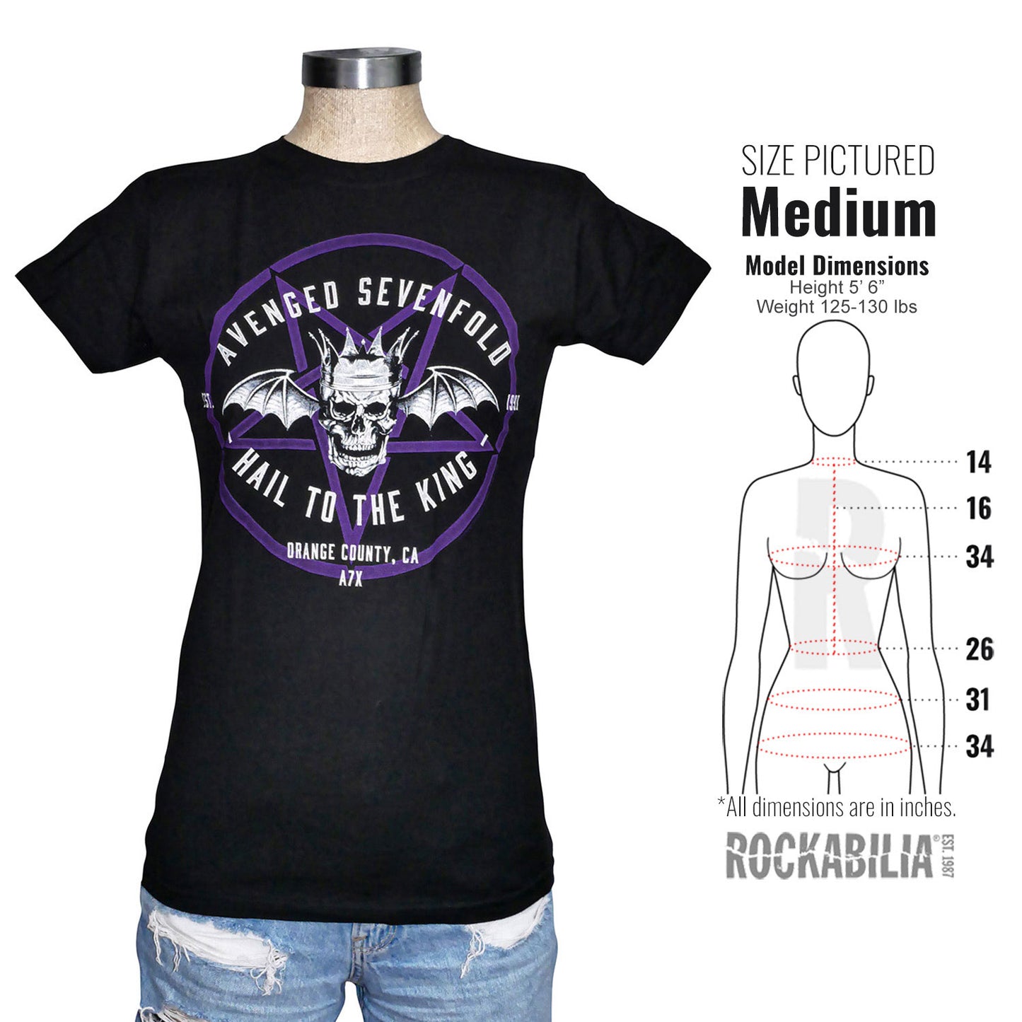 Avenged Sevenfold Pentagram Soft Junior Top Alt 3
