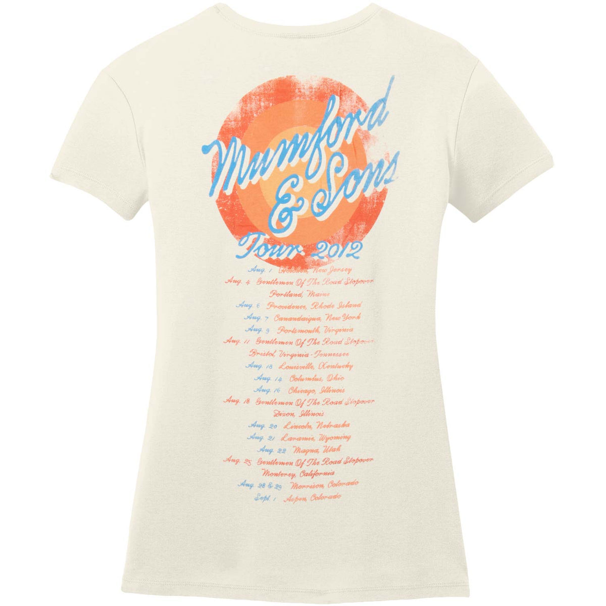 Mumford & Sons Sun Script 2012 Tour Soft Junior Top Back
