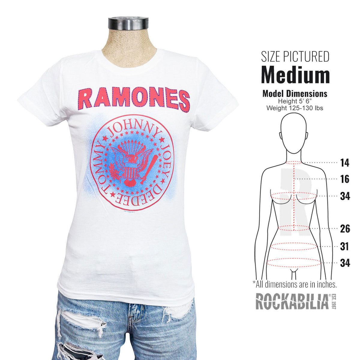 Ramones Red & Blue Seal 30/1 Junior Baby Doll Junior Top Alt 3