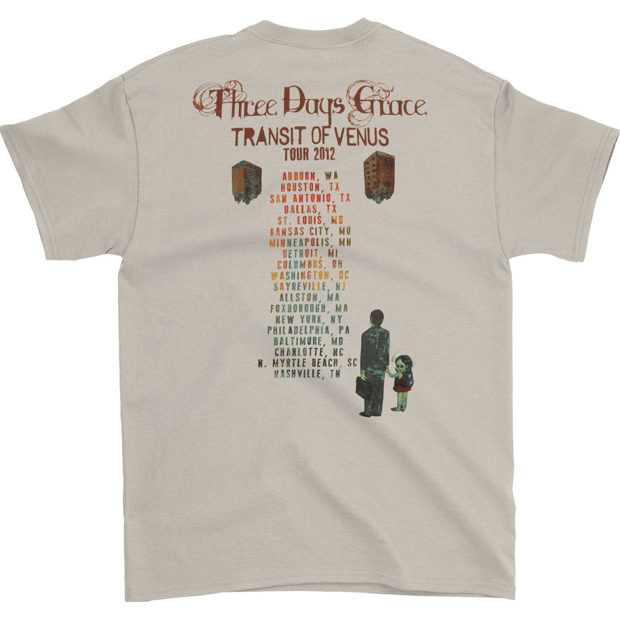 Three Days Grace Transit Of Venus Tour 2012 T-shirt Back