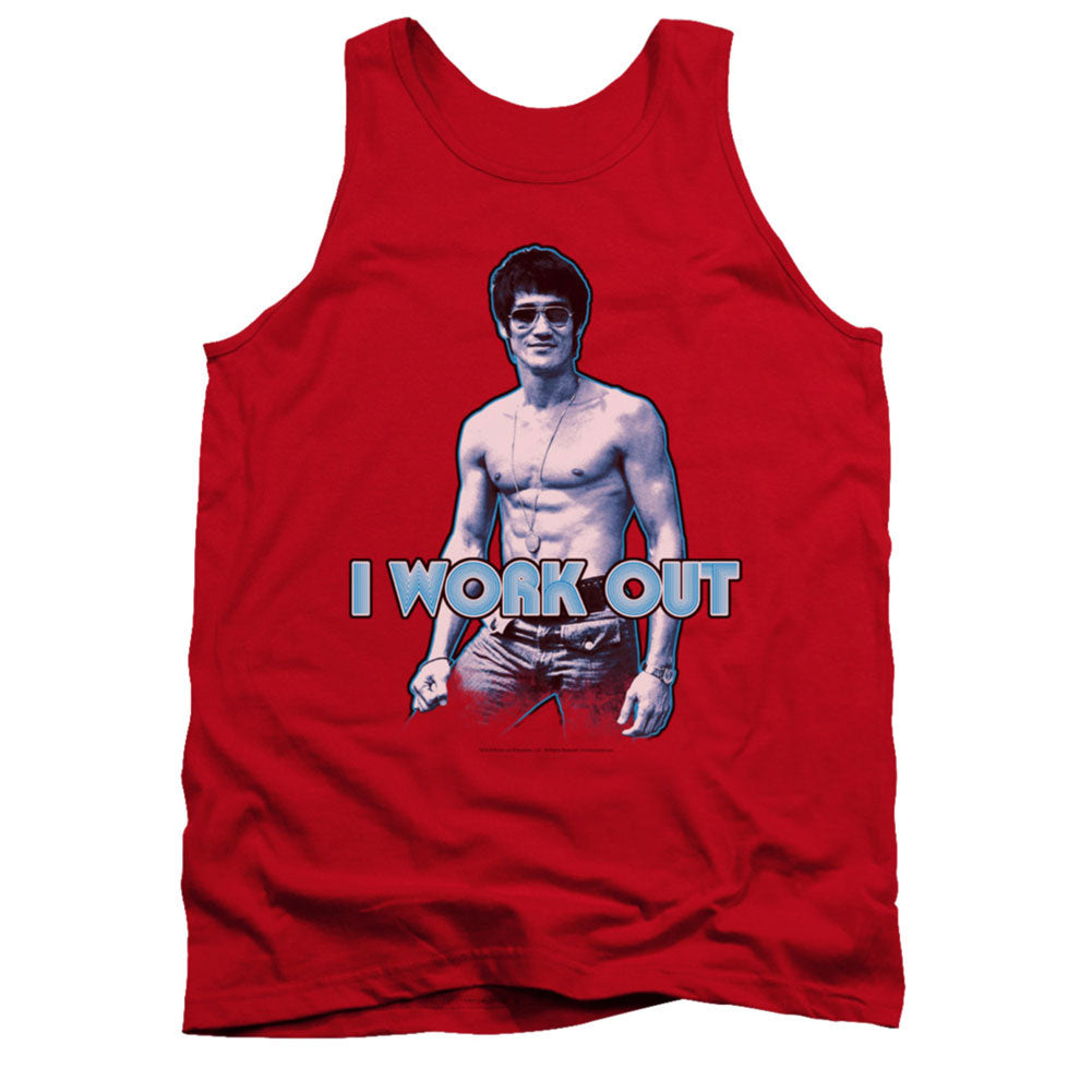 Bruce Lee Lee Works Out Mens Tank Front