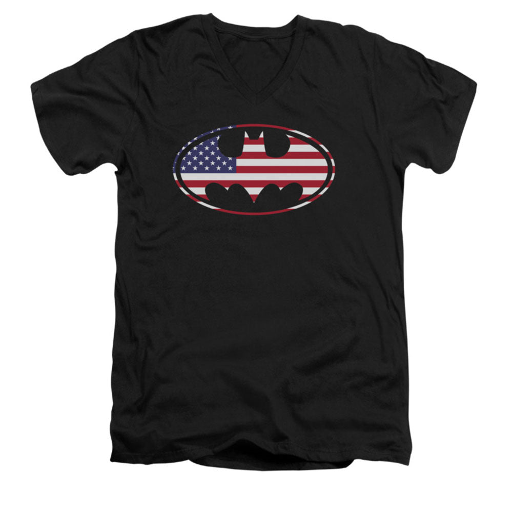 Batman American Flag Oval Slim Fit T-shirt Front