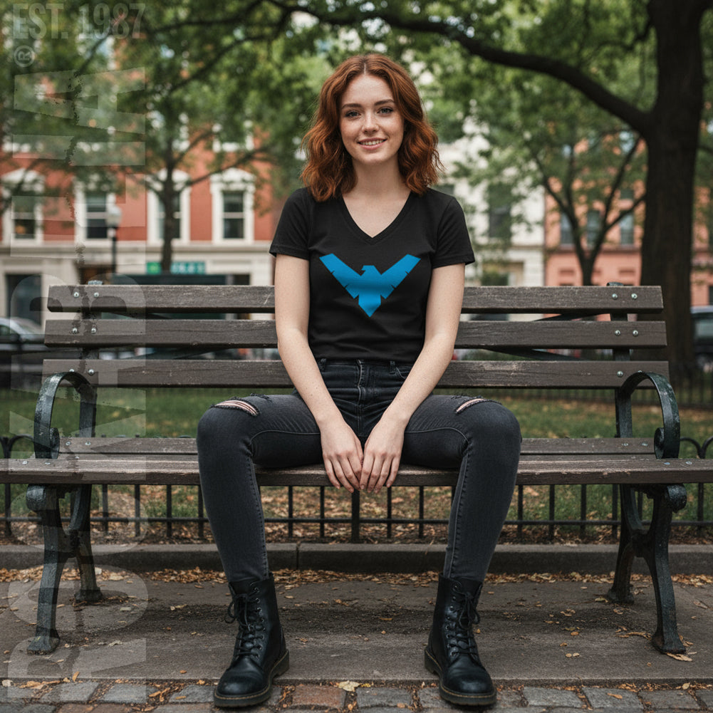 Batman Nightwing Symbol Cap Sleeve Junior Top Alt 2