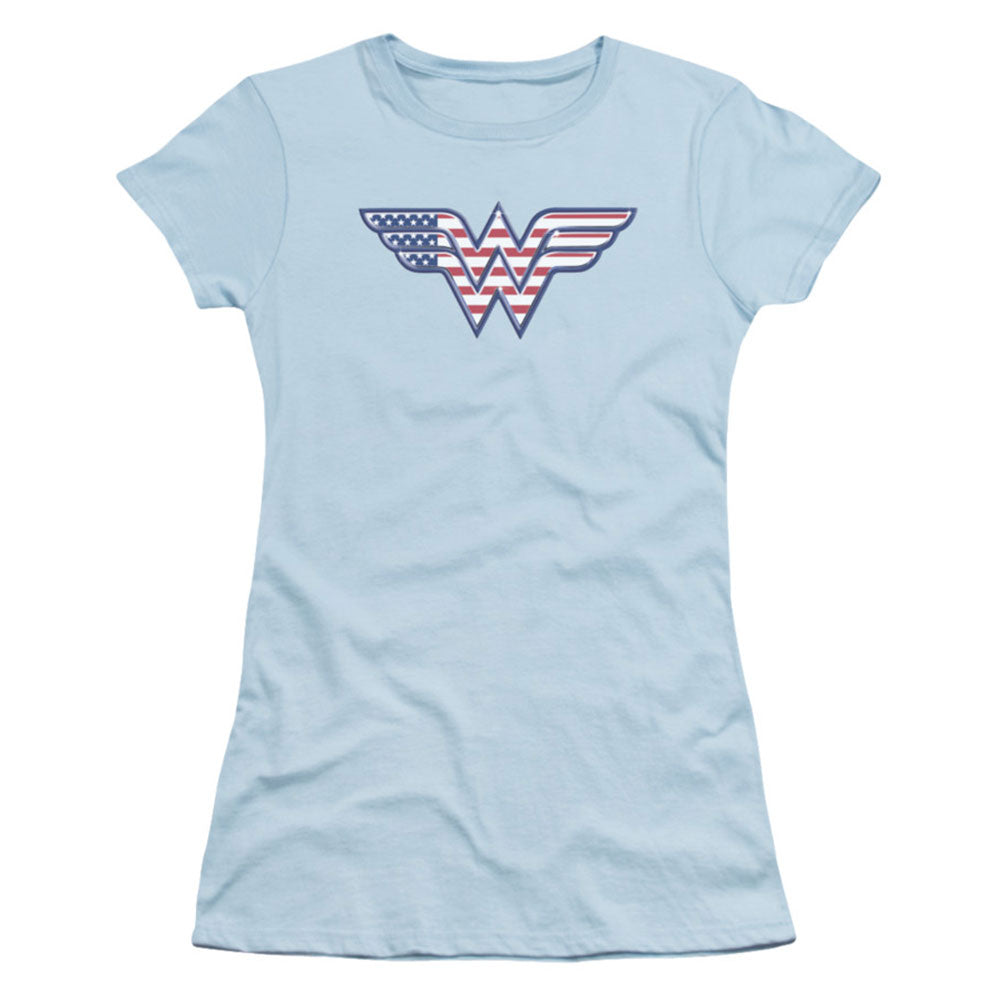 DC Comics Red,white & Blue Cap Sleeve Junior Top Front