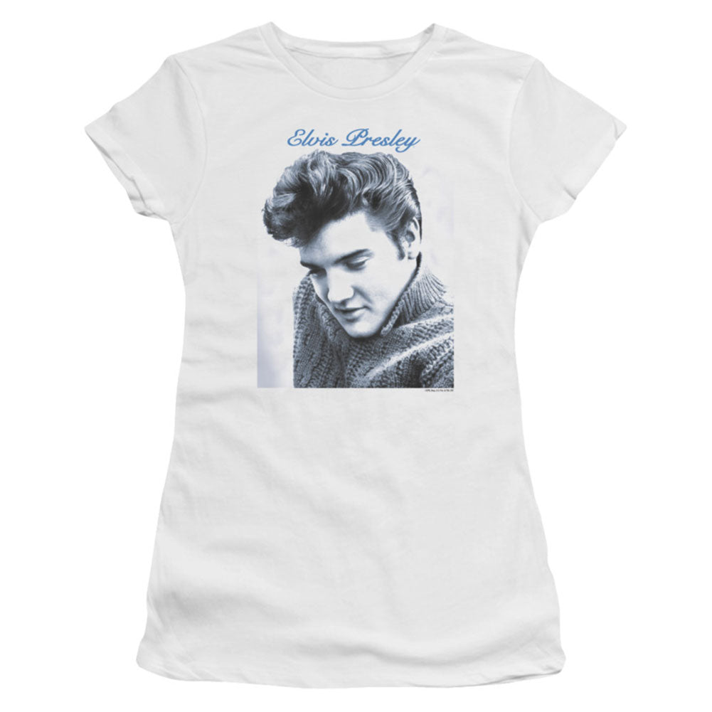 Elvis Presley Script Sweater Cap Sleeve Junior Top Front