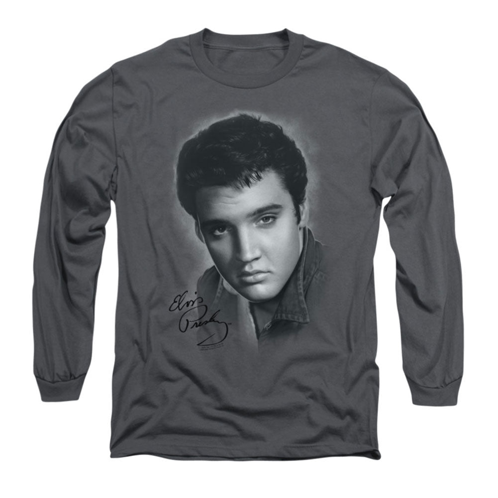 Elvis Presley Grey Portrait Long Sleeve Front
