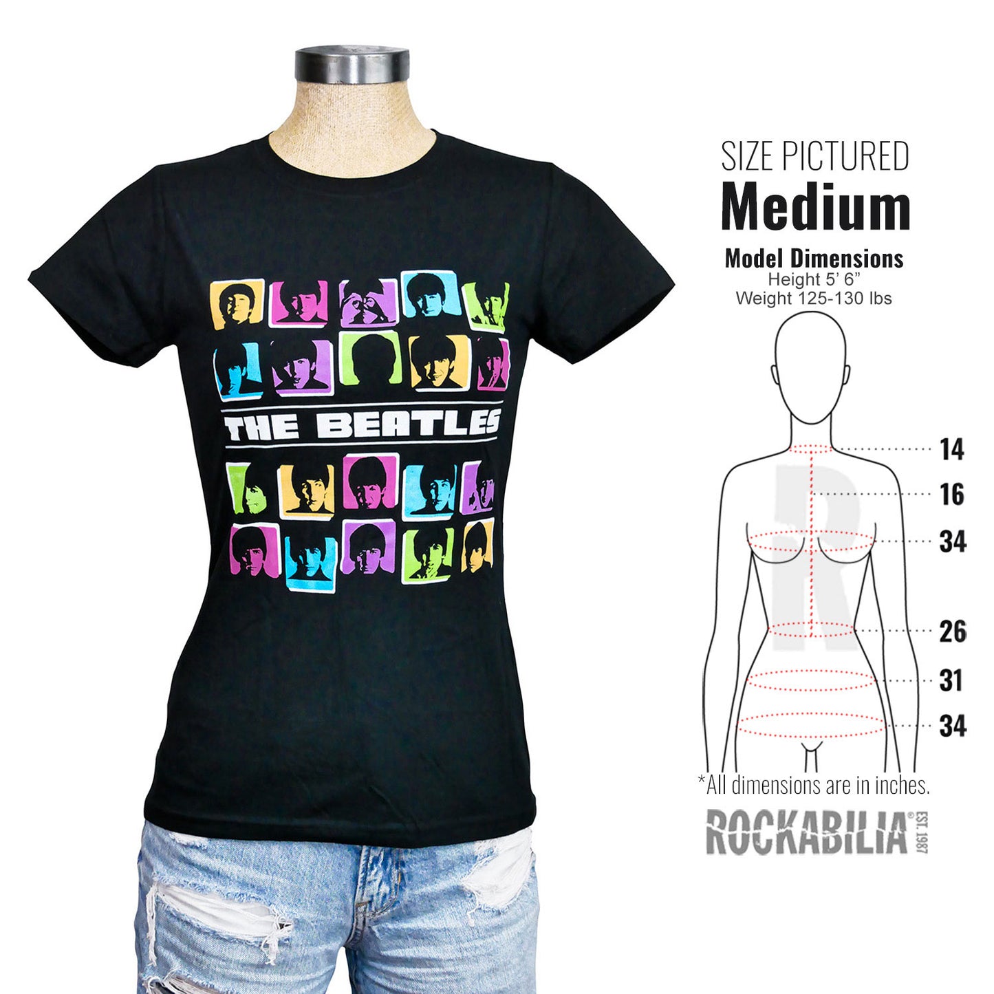 Beatles Hard Day Colors Junior Top Alt 3