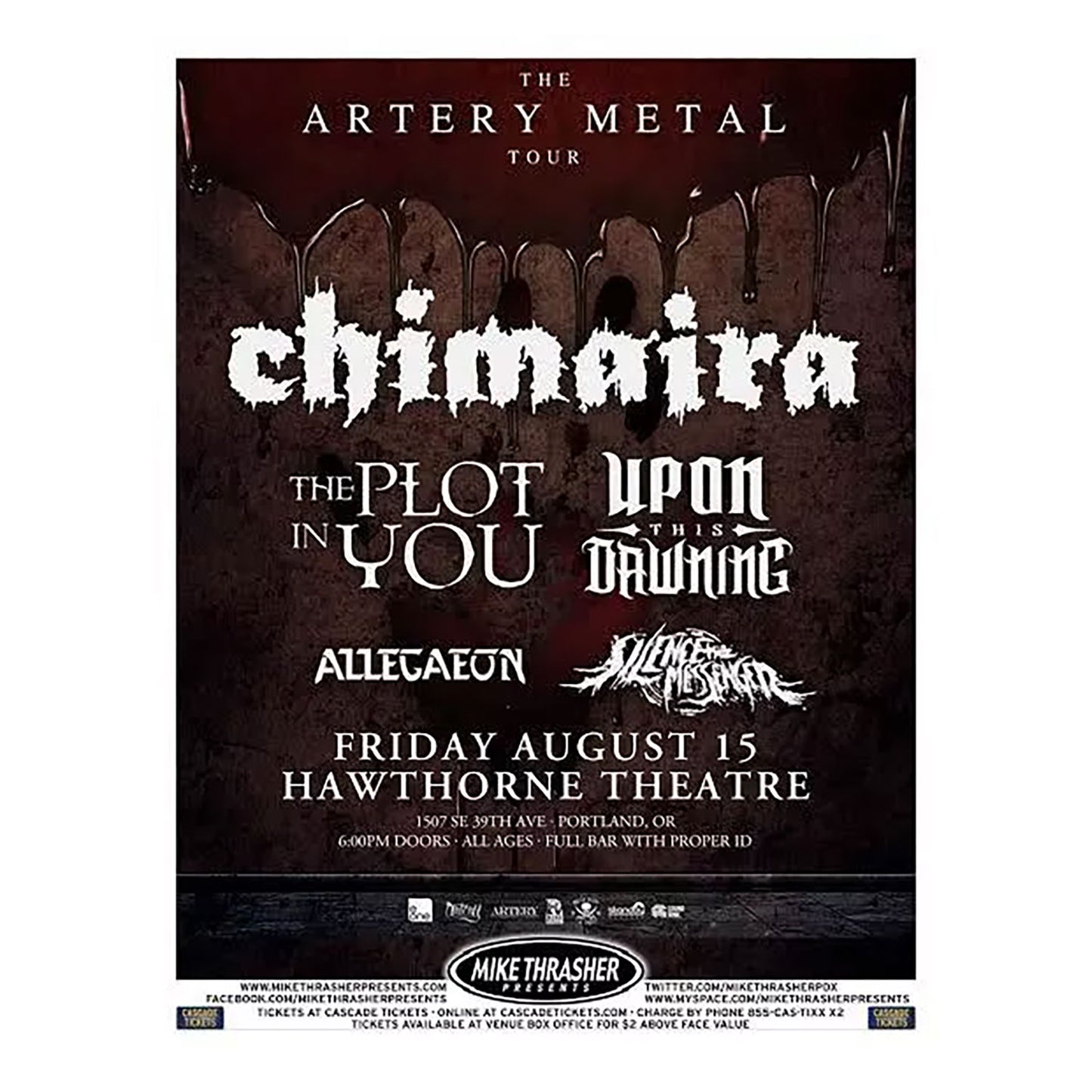 The Artery Metal Tour: Chimaira Concert Flyer Poster Concert Promo Poster Front