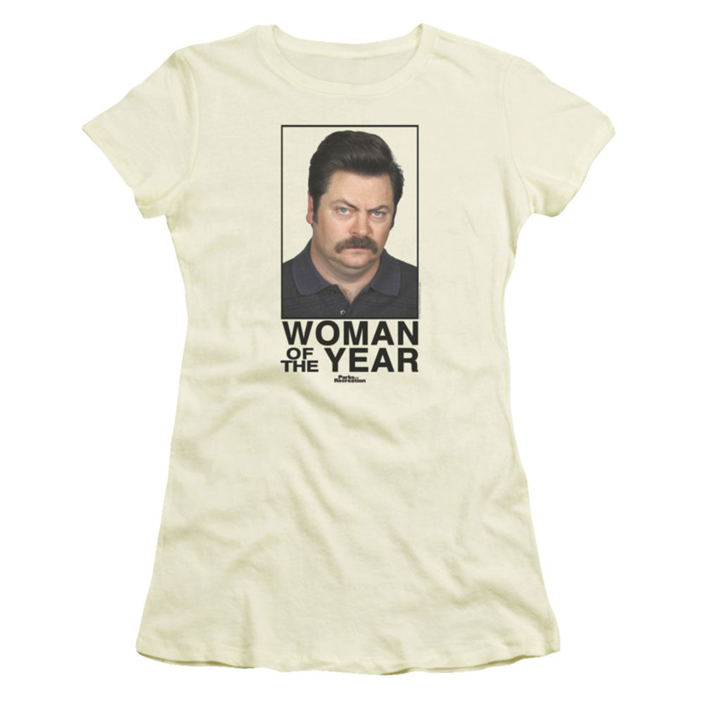 Parks And Recreation Woman Of The Year Cap Sleeve Junior Top Front